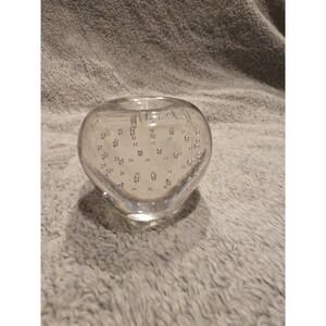 Glass Stemless Apple With Controlled Bubbles Paperweight Clear 2 Inches